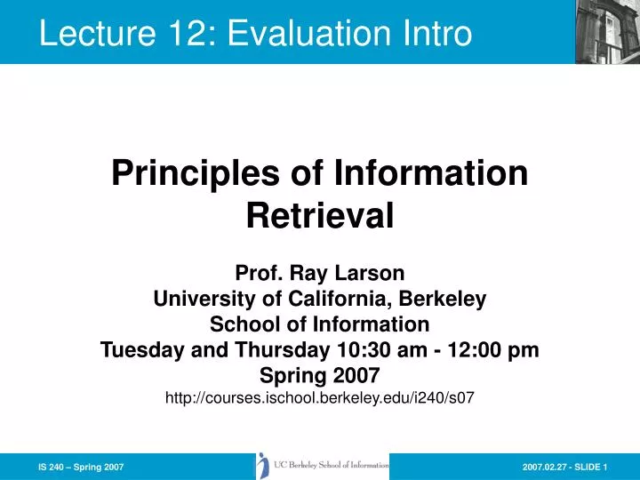 lecture 12 evaluation intro
