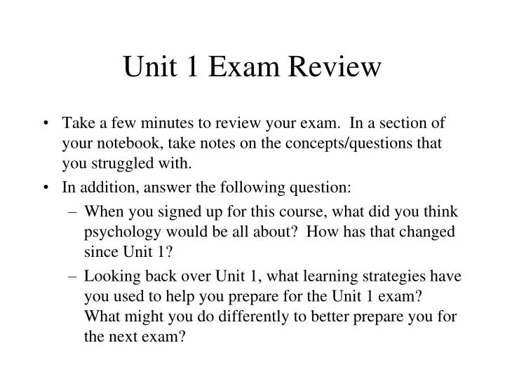 unit 1 exam review