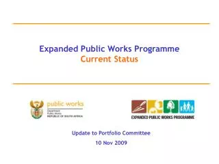 Expanded Public Works Programme Current Status