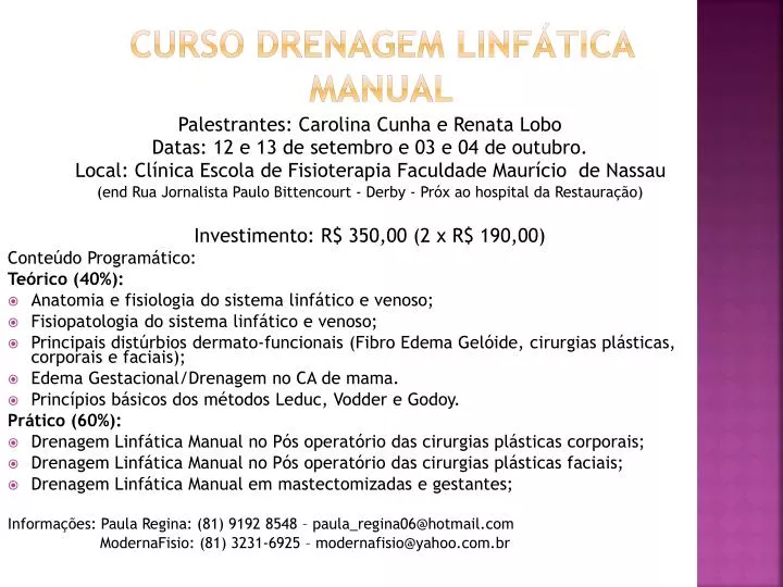 curso drenagem linf tica manual