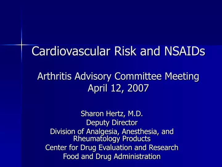 cardiovascular risk and nsaids arthritis advisory committee meeting april 12 2007