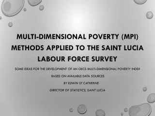 multi-dimensional poverty (MPI) methods applied to the saint lucia labour force survey