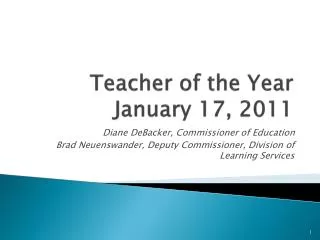 Teacher of the Year January 17, 2011