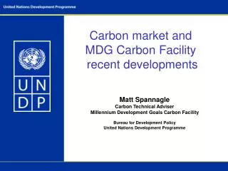 Carbon market and MDG Carbon Facility recent developments