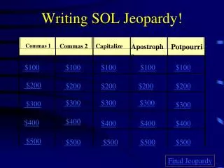 Writing SOL Jeopardy!