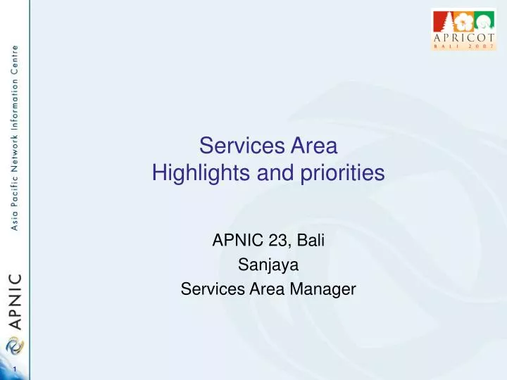 services area highlights and priorities