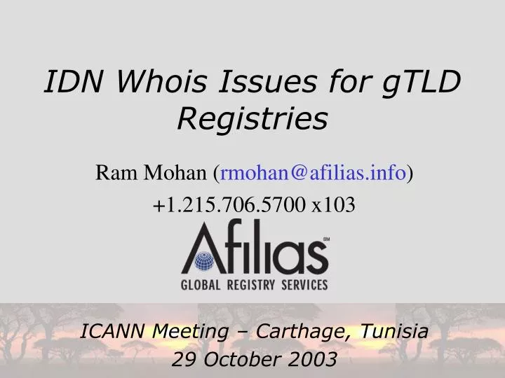 idn whois issues for gtld registries