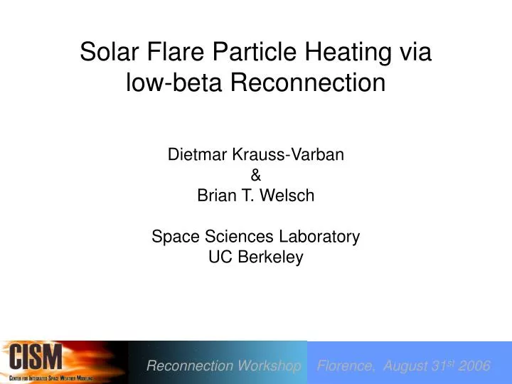 solar flare particle heating via low beta reconnection