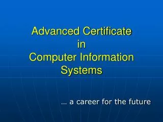 Advanced Certificate in Computer Information Systems