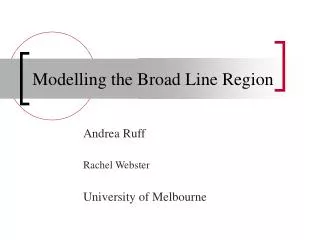 Modelling the Broad Line Region