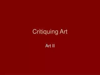 Critiquing Art