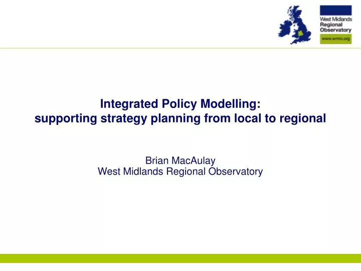 integrated policy modelling supporting strategy planning from local to regional