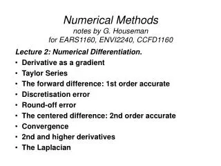 Numerical Methods notes by G. Houseman for EARS1160, ENVI2240, CCFD1160