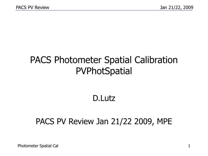pacs photometer spatial calibration pvphotspatial
