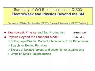 Electroweak Physics and Top Production (three+ talks)