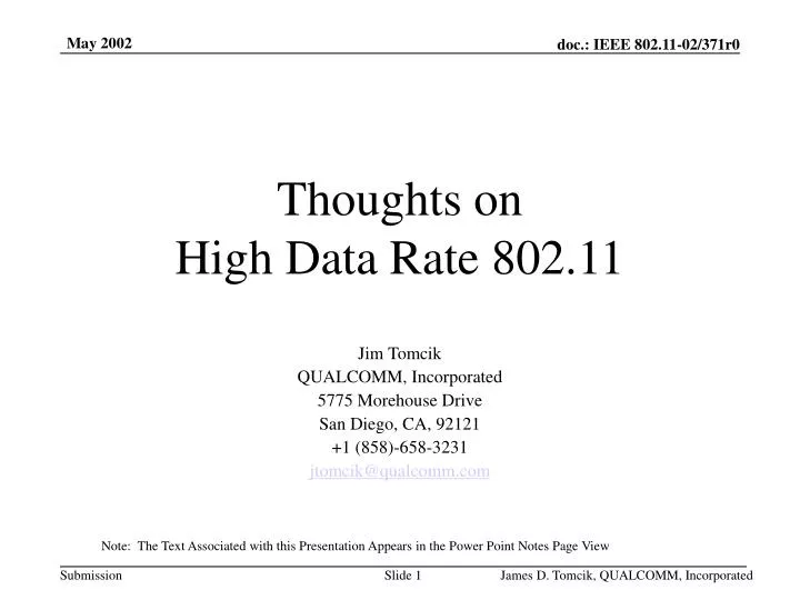thoughts on high data rate 802 11