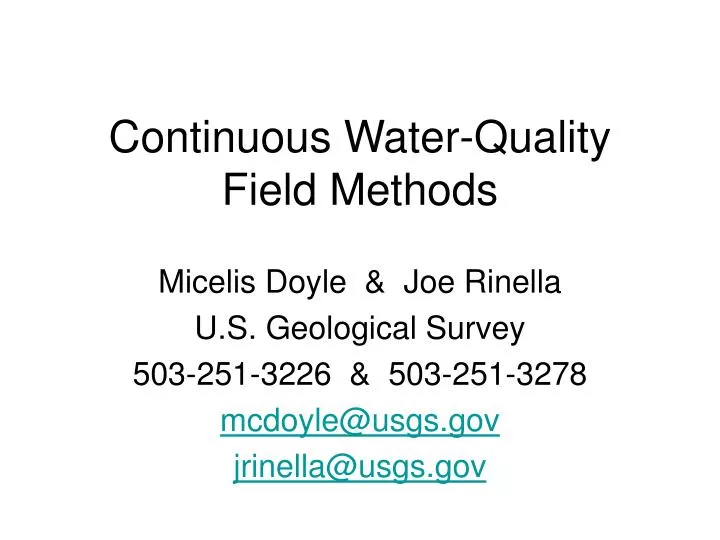 continuous water quality field methods