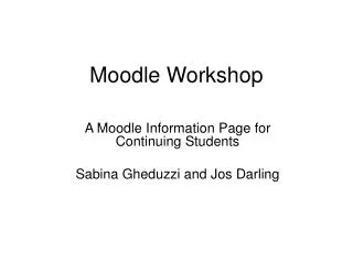 Moodle Workshop