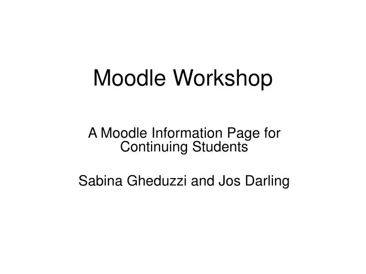 moodle workshop