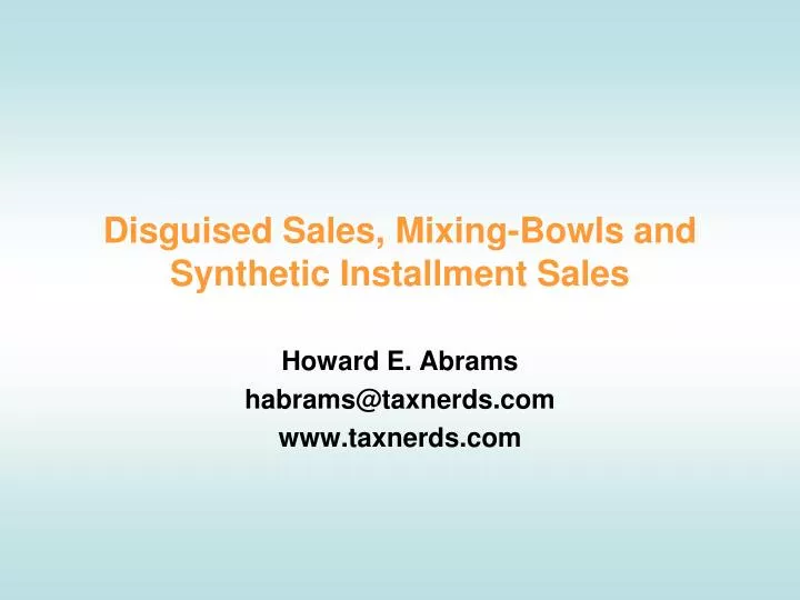 disguised sales mixing bowls and synthetic installment sales