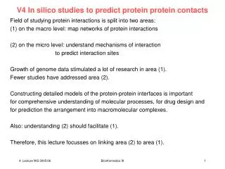 V4 In silico studies to predict protein protein contacts