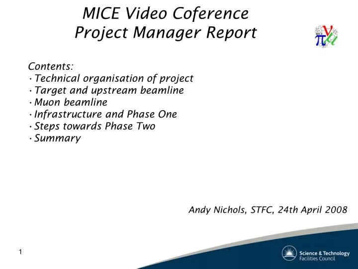 mice video coference project manager report