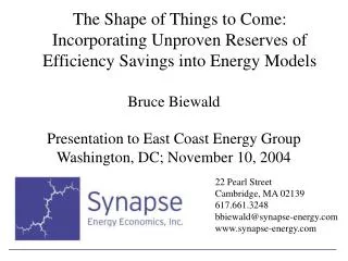 Bruce Biewald Presentation to East Coast Energy Group Washington, DC; November 10, 2004