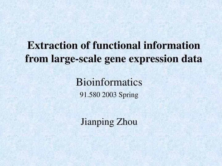 extraction of functional information from large scale gene expression data