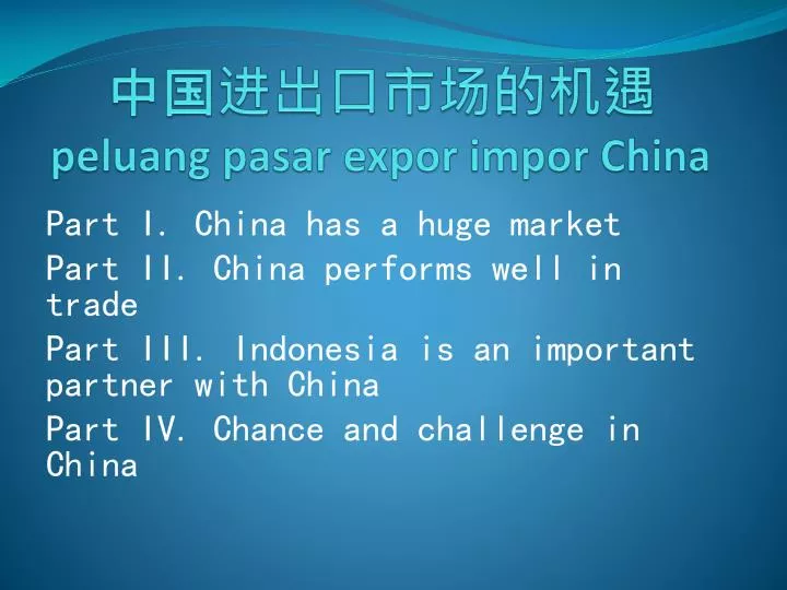 peluang pasar expor impor china