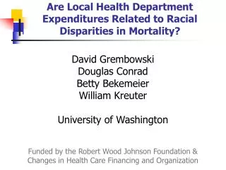 Are Local Health Department Expenditures Related to Racial Disparities in Mortality?