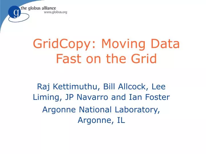 gridcopy moving data fast on the grid