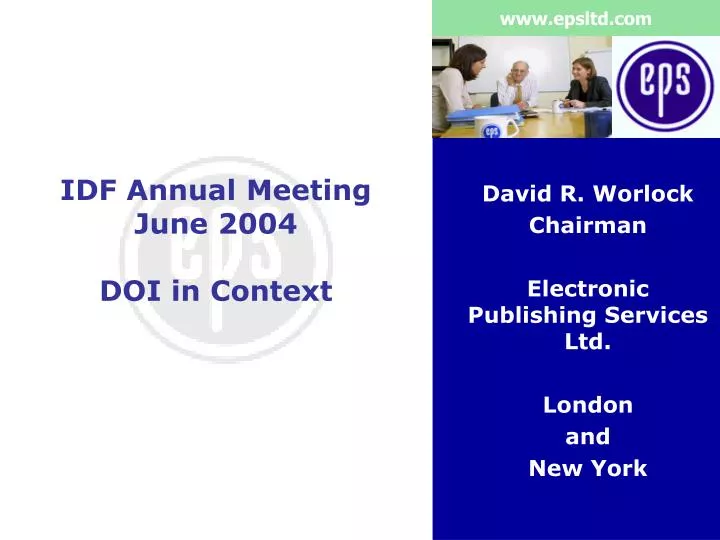 idf annual meeting june 2004 doi in context