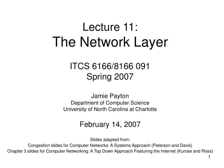lecture 11 the network layer