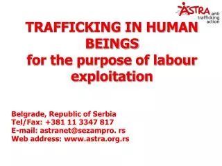 TRAFFICKING IN HUMAN BEINGS for the purpose of labour exploitation