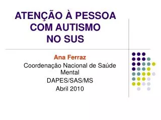 aten o pessoa com autismo no sus