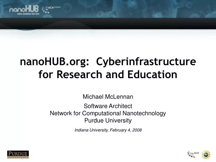 nanohub org cyberinfrastructure for research and education