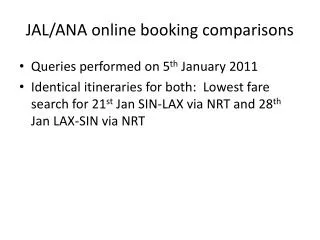 JAL/ANA online booking comparisons