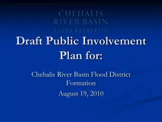 Draft Public Involvement Plan for: