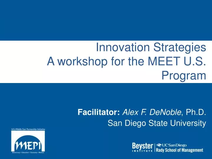 innovation strategies a workshop for the meet u s program