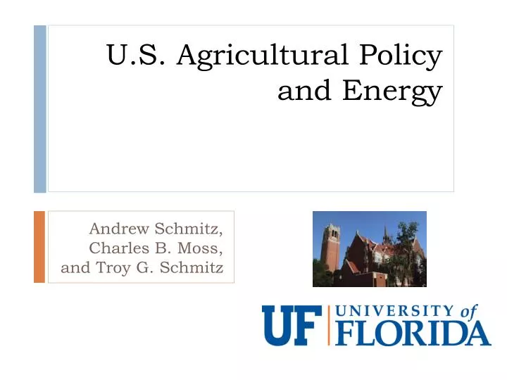 u s agricultural policy and energy