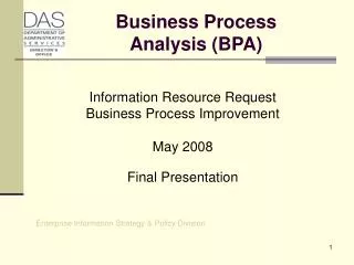 Business Process Analysis (BPA)