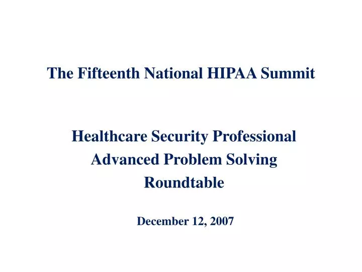 the fifteenth national hipaa summit