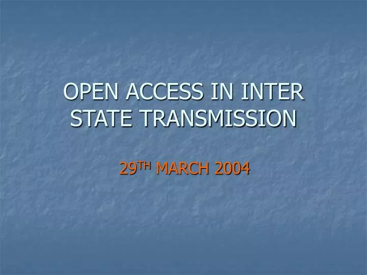 open access in inter state transmission