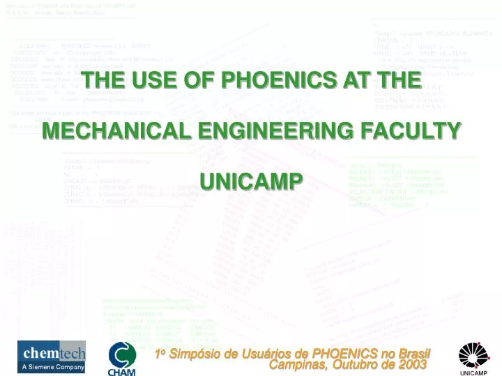 the use of phoenics at the mechanical engineering faculty unicamp