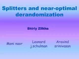 Splitters and near-optimal derandomization