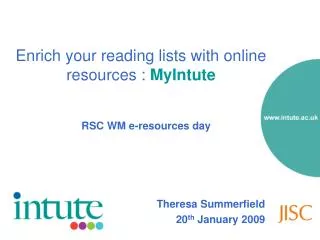 Enrich your reading lists with online resources : MyIntute
