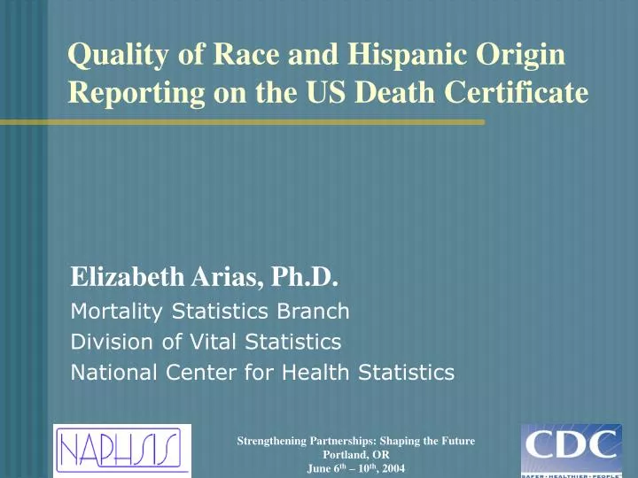 quality of race and hispanic origin reporting on the us death certificate