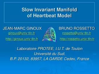 JEAN-MARC GINOUX BRUNO ROSSETTO ginoux@univ-tln.fr rossetto@univ-tln.fr