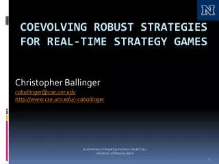 COEVOLVING ROBUST STRATEGIES FOR Real-Time Strategy Games