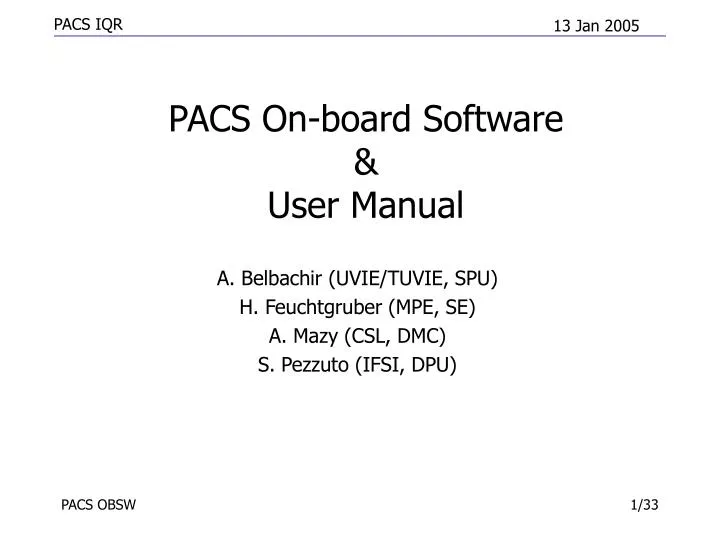 pacs on board software user manual
